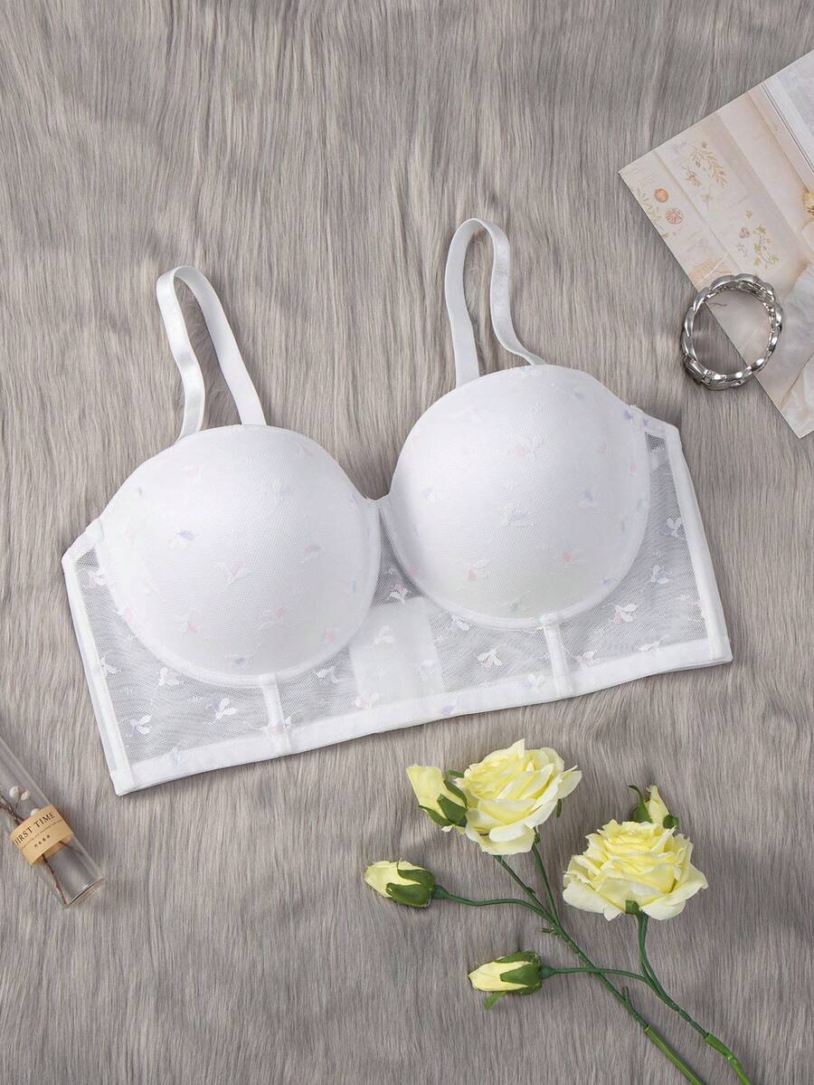 Plus-Size Women's Mesh Bra With Underwire - White - View 1