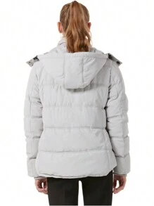 女士夹棉大衣 带可拆卸防风帽的夹棉大衣 - 灰色 - 查看 4