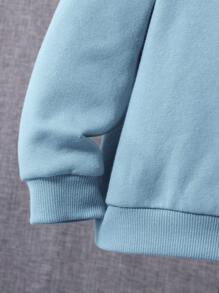 SHEIN 嬰兒男孩的3d花卉壓花連帽衛衣和長褲套裝 - 淺藍色 - 查看 7