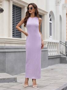 SHEIN Clasi Không tay Tách rời Đầm - Màu tím - Xem 3