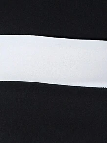 SHEIN Clasi Contrast Trim Notched Neckline Dress - Black and White - View 7