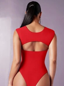 Silquee Body sin espalda con tirantes anchos para mujer - Rojo - Ver 4