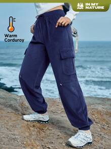 In My Nature 女士戶外長褲,掀蓋口袋和束腰帶設計 - 卡其色 - 查看 1