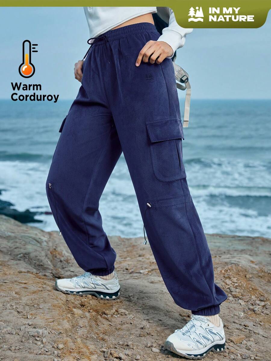 In My Nature 女士戶外長褲,掀蓋口袋和束腰帶設計 - 卡其色 - 查看 1