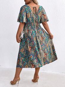 SHEIN Clasi Đầm Maxi In Hoa Co Giãn Eo Cỡ Lớn Cho Nữ Trang Phục Nữ - Nhiều màu - Xem 2