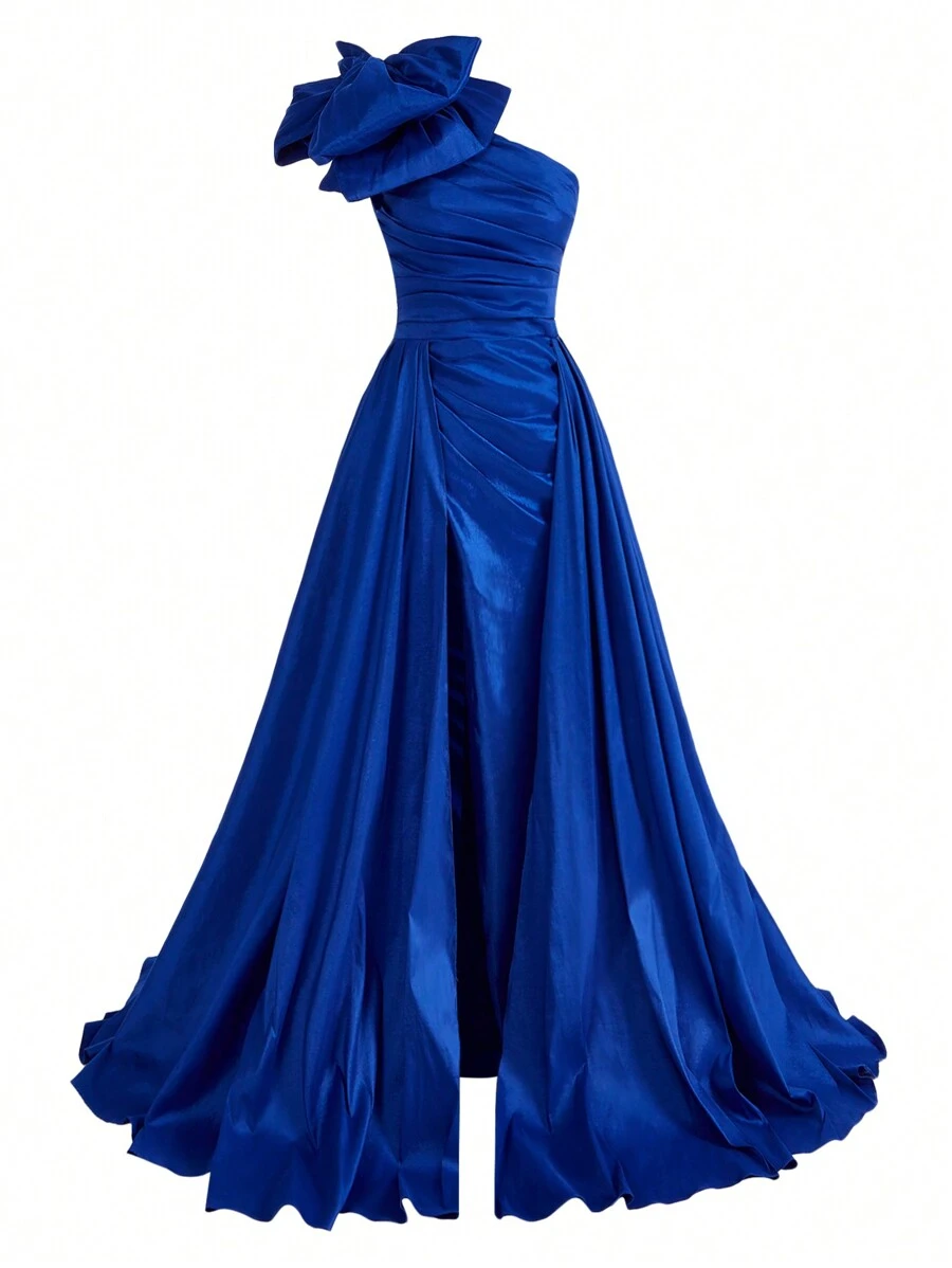SHEIN Belle Exaggerated Bowknot Decorated One Shoulder Evening Party Dress