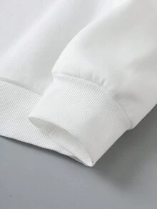 SHEIN EZwear Cheers Happy New Year Letter Print Round Neck Loose Fit Long Sleeve Sweatshirt - White - View 8