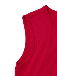 Vestido De Cola De Sirena Sin Mangas - Rojo - Ver 5