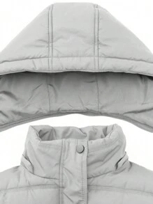 女士夹棉大衣 带可拆卸防风帽的夹棉大衣 - 灰色 - 查看 7