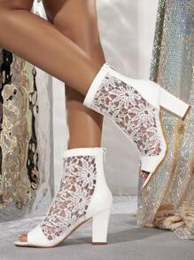 時尚性感白色高跟涼鞋女款,派對晚禮服鞋 - 白色 - 查看 5