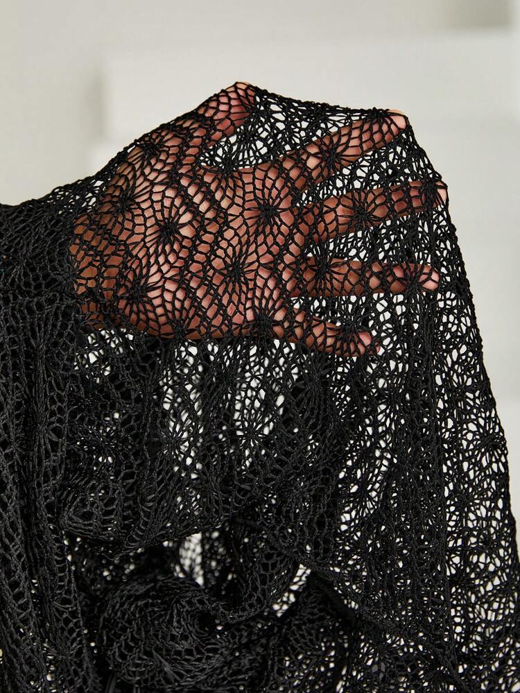 Women'S Hollow Out Cover Up With Drawstring Side Detail