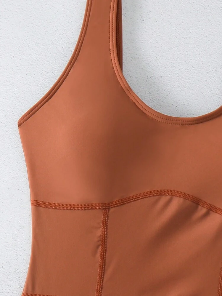Women's Solid Color One-Piece Swimsuit With Contrast Stitching Carnival Summer