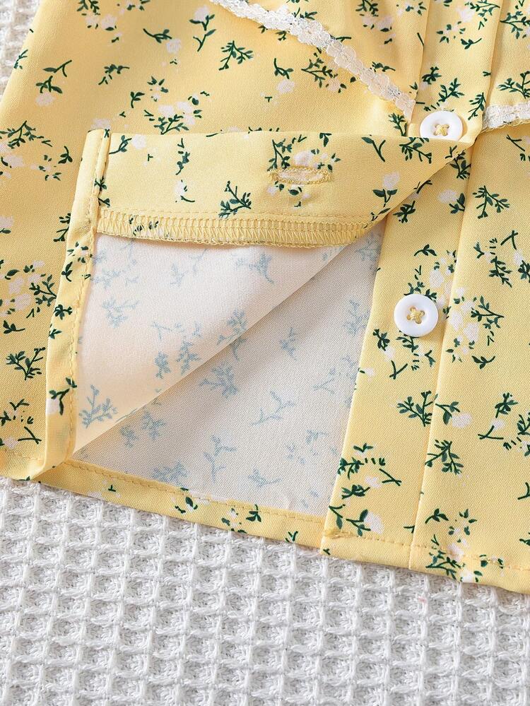 Baby Girl Lovely Ditsy Floral Ruffle Edge Top For Summer