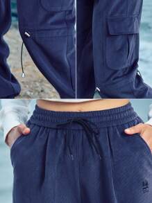 In My Nature 女士戶外長褲,掀蓋口袋和束腰帶設計 - 卡其色 - 查看 7