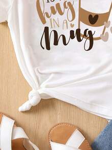 SHEIN 3pcs Girls' Round Neck Short Sleeve T-Shirts With Printed Patterns - White - View 3