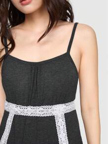 ROMWE Kawaii 蕾絲睡衣套裝 - 深灰色 - 查看 2