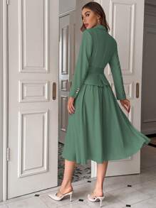 SHEIN Privé Của phụ nữ Bọc Bộ đồ Áo khoác Và Bộ váy - màu xanh lá - Xem 6