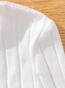 SHEIN Cô gái Tween Đan Màu thuần Vòng cổ Áo len Mở Áo thun 3 cái/bộ - màu đen - Xem 6