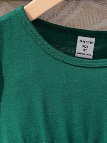 SHEIN Young Girl Floral Print Dress With Ruffle Hem,Holiday,Summer,Travel