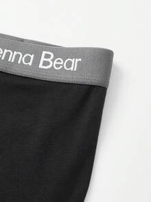 Nam Lá thư In Boxer Quần lót tam giác Với Dây thắt lưng ( 4pcs Đen Bộ ) - màu đen - Xem 5