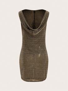 SHEIN ICON 垂坠领紧身连帽连衣裙