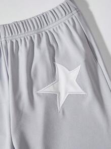 Tween Girls' Star Embroidery Flared Pants - Light Grey - View 4