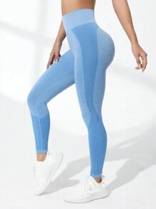SHEIN Yoga Basic Sömlös Sportleggings - Blå - Visa 3