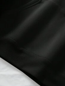 SHEIN EZwear 女款骷髏圖案束口帽衫 - 黑色 - 查看 4