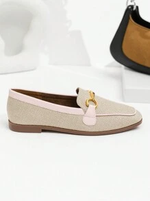 British Style Vintage Slip-On Women's Loafers Flat Shoes - Apricot - View 6