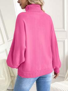 SHEIN 孕妇高领字母印花毛衣，适合冬季 - 粉色 - 查看 2