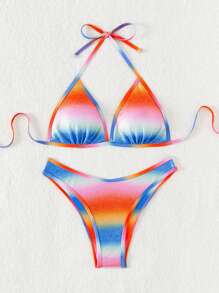 SHEIN Swim 女士渐变比基尼套装音乐节夏日海滩