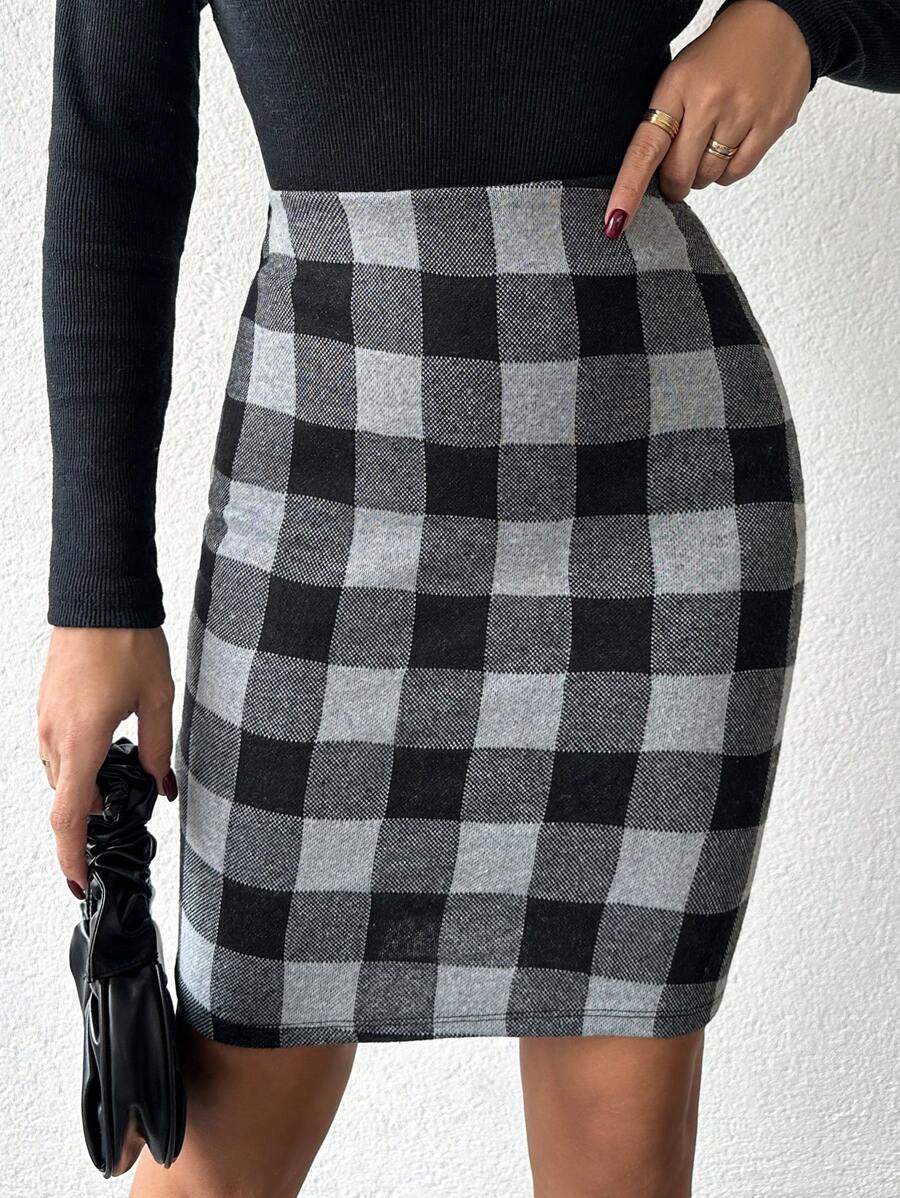 SHEIN Cottnline Women's Plaid Skirt - Multicolor - View 1