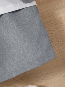 SHEIN 嬰兒男寶寶素色襯衫和短褲休閒二件套裝 - 淺灰色 - 查看 5