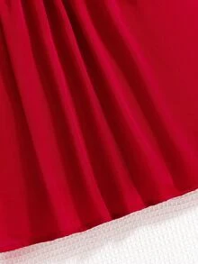 Vestido Rojo Vintage De Manga Corta Con Cuentas Para Niñas Preadolescentes - Rojo - Ver 5
