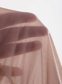 DAZY Women'S Off Shoulder Mesh Long Sleeve Top - Brown - View 8