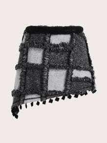 SHEINNeu 拼貼不對稱下擺腰帶半身裙 - 彩色 - 查看 2