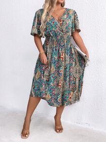 SHEIN Clasi Đầm Maxi In Hoa Co Giãn Eo Cỡ Lớn Cho Nữ Trang Phục Nữ - Nhiều màu - Xem 1