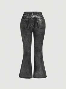 SHEIN MOD Jeans acampanados lavados de talla grande
