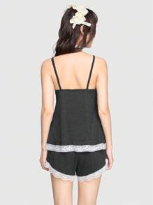 ROMWE Kawaii 蕾絲睡衣套裝 - 深灰色 - 查看 5