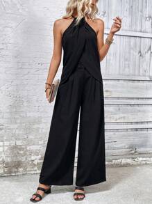 Breezaya Conjunto De 2 Piezas Casual De Color Sólido Para Mujer