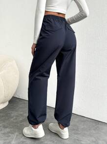 EURMUSE Của phụ nữ Eo đàn hồi Quần nhảy dù Jogger - Màu xanh hải quân - Xem 2