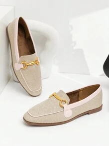 British Style Vintage Slip-On Women's Loafers Flat Shoes - Apricot - View 1