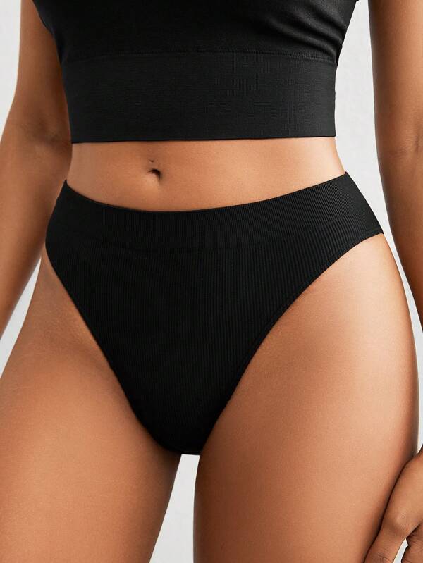 Ocili Ocili Extrem de elastic, fără cusături și prietenos cu pielea, cu talie mijlocie, cu croiala înaltă, confortabilă, slip solid, negru