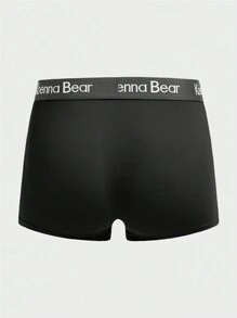 Nam Lá thư In Boxer Quần lót tam giác Với Dây thắt lưng ( 4pcs Đen Bộ ) - màu đen - Xem 2