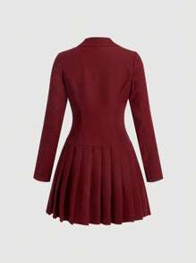 SHEIN MOD Ladies' Pleated Hem Double Breasted Dress