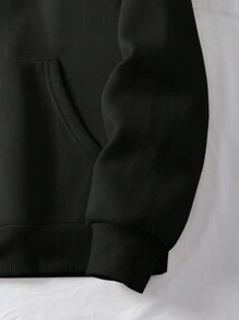 SHEIN EZwear 女款骷髏圖案束口帽衫 - 黑色 - 查看 3