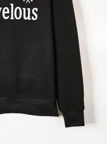 Aesthetic Post--Loose Fit Men's Letter Printed Sweatshirt With Contrast Piping And Drop Shoulder - Black - View 5
