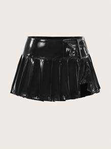 SHEIN ICON 女式大尺碼黑色百褶裙 - 黑色 - 查看 2