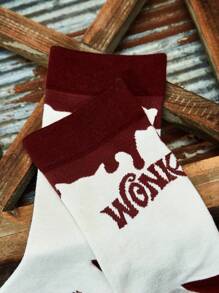 Willy Wonka and the Chocolate Factory X ROMWE Frauen Mittel-kälber-socken