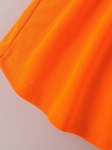SHEIN 寶寶女孩對比色撞色短袖Polo領連衣裙 - 橘色 - 查看 6